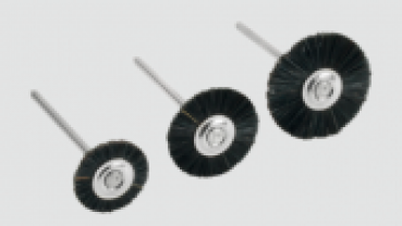 Miniaturbürsten mit weißen und schwarzen  Borsten – montiert für das Handstück. Ihn.12 St. 17-19-21-23-25 mm