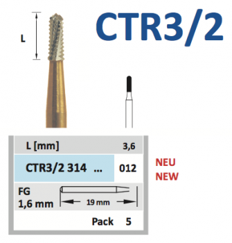 Hartmetallkronentrennerfür Zahnärzte  Inh.5St